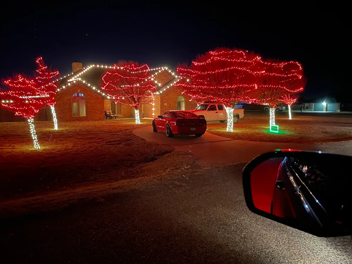 Shelly's house lit up by T'n D